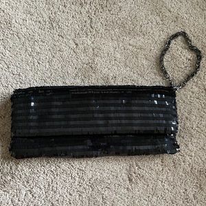 BCBG Max Azria black sequins clutch